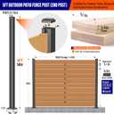 5FT 201 Stainless Steel Heavy Duty Fence Post for Wood Slats(End Post), Outdoor Ground Install Wooden Privacy Fence Panels Posts Matte Black 2Pack
