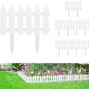 PLULON 6 Pieces Garden Fence with 6 Pieces Fence Insert White Plastic Garden Picket Edgings Lawn Flowerbeds Plant Borders Decorative Garden Yard