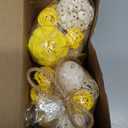 Riceshoot 2 Pack Decorative Balls Potpourri Bowl Filler Decor Natural Vase Bowl Filler Assorted Spherical Rattan Twigs Wicker Balls Cotton for Home Centerpiece(Lemon Yellow)