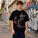 Y2k Graphic Tees Men Streetwear Vintage Oversized Tshirts Unisex Summer Casual Tops (Black, Medium)