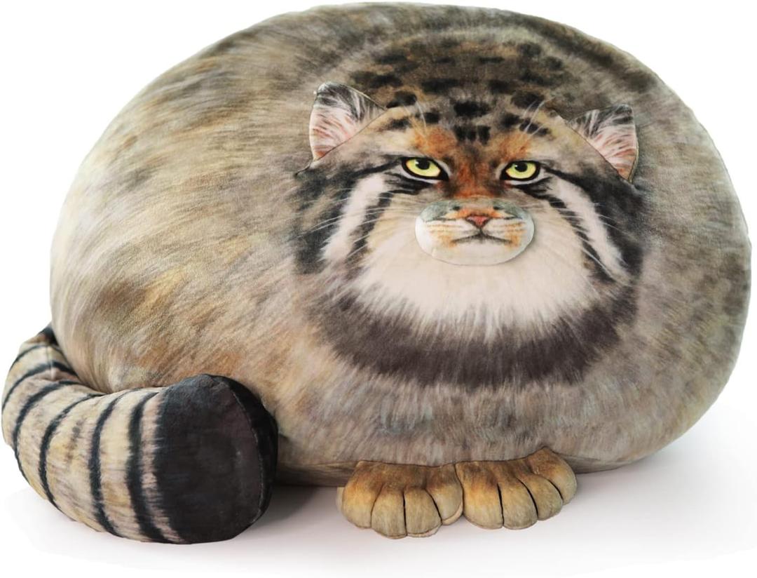 Pallas Cat Stuffed Animal, 45cm/18inch Steppe Cat Plush Cute Plushies for Girls,Kitten Soft Plush Throw Pillow Doll Big Plush Toy Decoration Doll Gift for Kids, Boys, Girls Birthday Christmas