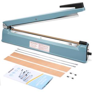 METRONIC Impulse Sealer 16 inch, Manual Heat Sealer Machine for Plastic Bags, Shrink Wrap Bag Sealers Heavy Duty Sealing Machine With Repair Kit (Blue)