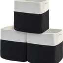 MEGASKET 3 Pack Cube Storage Bin, 11 Inch Cotton Rope Baskets for Organizing, Woven Fabric Kids Toy Bin Box, Baby Nursery Cube Storage Organizer, Decorative Cute Black Wicker Square Basket for Shelves