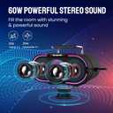 RHM K666PLUS Karaoke Machine with 2 Wireless Mics & Beat-Sync LED Lights, 60W Rich Stereo Sound, Voice Beautifier, 7 Hours Playtime, Bluetooth/AUX/USB/PC Connection, for Indoor & Outdoor Parties