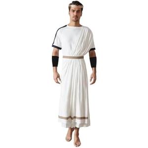 JKonHer Men's Greek Gods Toga Ancient Roman Senator Robe Caesar Costume, S