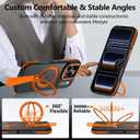 for iPhone 17 Pro Case with 360 Spin Magnetic Stand-Finger Strap, [Fit for MagSafe][Mil-Grade Protection] Ring Holder Kickstand Shockproof Translucent Matte for iPhone 17 Pro 6.3" (Orange)