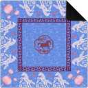 Blue Chinoiserie Horse Lantern Mahjong Mat for Table 31.5 x 31.5 in, Blue and Red Traditional Oriental Horse Non-Slip Noise Reduction Game Table Cover for American Mahjong Card Board Tile Games