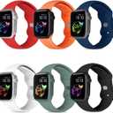 6 Pack Sport Bands Compatible with Apple Watch Band Red, white, black (Red white black rising sun orange night Paris gray)