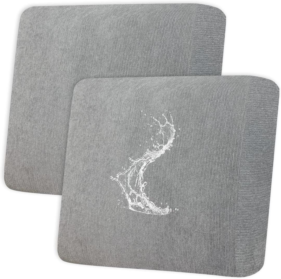 Waterproof Couch Cushion Covers - Stretch Washable Slipcover with Elastic Non-Slip Design, Furniture Protector for Pets,Kids (2 Cushion Sofa, Light Grey)