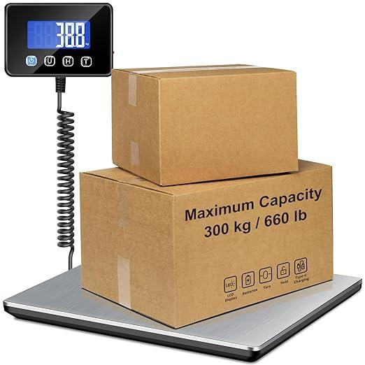 Shipping Scale, 660 lb / 1 oz High Accuracy Digital Scale for Packages with Hold, Tare Function, Postal Scale for Small Business, Luggage, Home Use (Battery & Charging Cable Include)