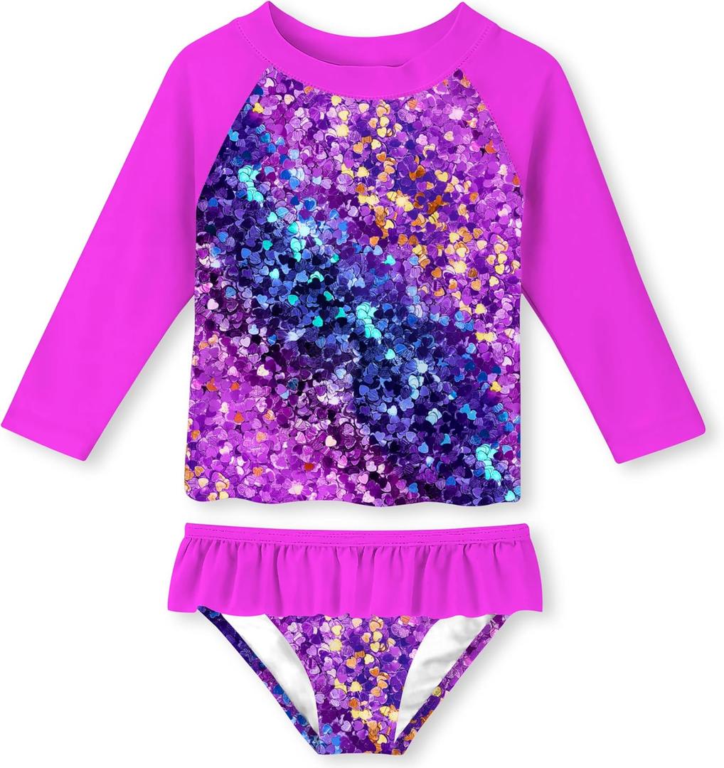 UNIFACO Toddler Girls Swimsuit Rashguard Set Summer Beach Breathable Tankini with UPF 50+ Sun Protection 3-4T 