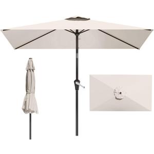 6.5x10FT Patio Umbrella, Outdoor Umbrella with Push Button Tilt and Crank, 8 Sturdy Ribs, UV Protection & Waterproof Market Umbrella for Pool, Backyard, Beach,Deck (Creamy-white)