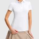 FitsT4 Sports Women's Golf Polo Shirts UPF 50+ 3 Buttons Quick Dry Collared Short Sleeve Tennis Shirt (White, S)