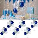 6pcs Balloon Stands Kit Table Centerpiece Table Decorations for Anniversary Birthday Wedding Graduation Retirement Party Decorations (Silver Navy)