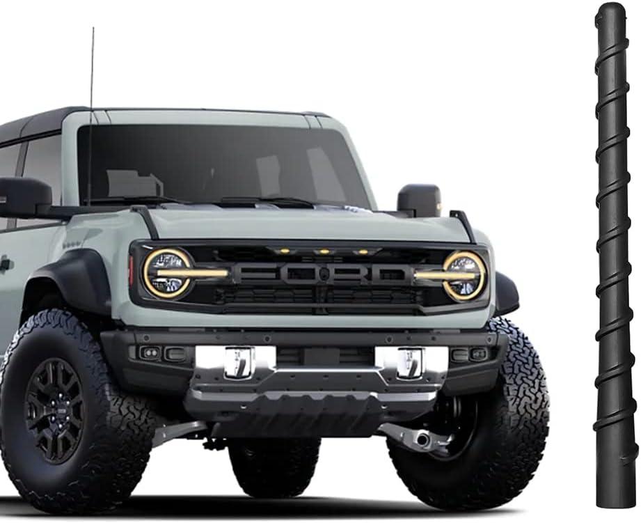 7" Bronco Short Antenna, Compatible with Ford Bronco Full Size and Sport All Models 2021-2023 2024 2025 2026, Good Reception, Black, 7 Inch Spiral AM FM Radio Antenna, for Bronco Accessories 2021-26