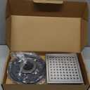 6 Inch Square Shower Floor Drain with Flange, Quadrato Pattern Grate Removable, Food-Grade SUS 304 Stainless Steel, Watermark with Filter Anti-Drop, Brushed Nickel (1005)