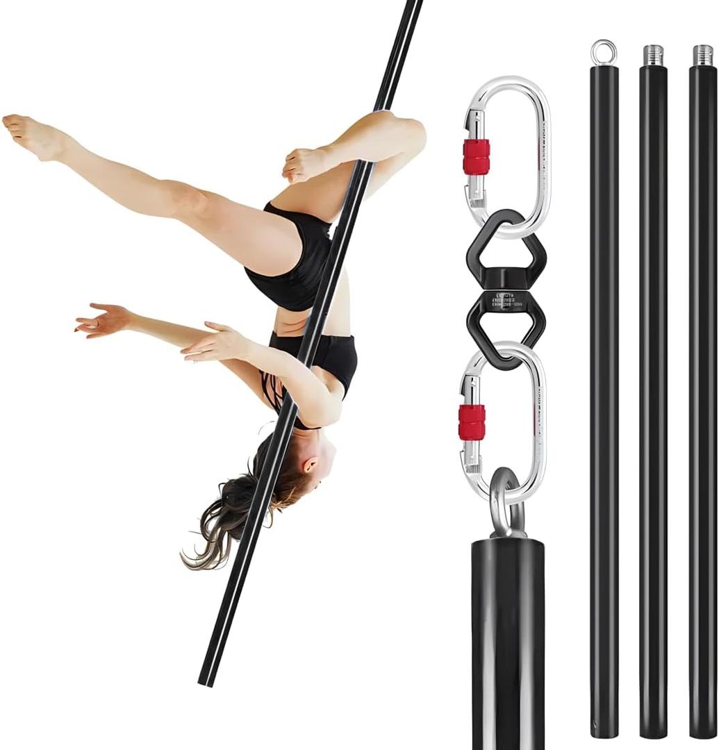 PRIORMAN Flying Pole 2M Aerial Dancing Pole Equipment Flying Pole for Home Silver Portable Dance Pole Great for Bedroom, Pole Dance Studio & Pole Fitness
