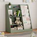 2-IN-1 Kids Bookshelf and Toy Storage Organizer for Baby and Toddle, Green, 31.5" L x 15.74" W x 35.43" H