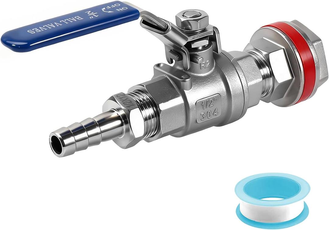 npt 1/2 home brew bulkhead ball valve stainless steel 304 for Homebrew beer Kettle tap equipment kit, weldless water tank spigot (1 pc)