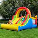 HuaKastro 16x7.2FT Inflatable Bounce House with 2 Racing Slides & Large Climbing Wall, 3 in 1 Kids Inflatable Trampoline Rainbow Jumping Castle Kids Backyard Playgrounds - with Air Blower