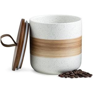Miamolo Spice Jars with Lid, Coffee Container Kitchen Food Storage Jars for Spice Sugar Tea Bag, Stackable Decorative Jars for Countertop, White & 37oz