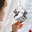 Christmas Ornaments - Hummingbird Stained Glass Ornament | Christmas Tree Decorations | Hanging Ornaments for Home Decor | Holiday Decor | Xmas Decorations Xmas Gifts | Holiday Present
