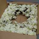 Spring Wreath for Front Door, 24 Inch White Cream Forsythia Spring Wreath Blossom Cluster Flower Farmhouse on Grapevine for Front Door Wall Window Hanging Dcor Festival Celebration