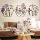 Peryiter 3 Pcs Metal Flower Wall Decor Minimalist Floral Wall Hanging Decor Meta Flower Art Floral Decor for Living Room Bathroom Kitchen Indoor Outdoor(Colorful)