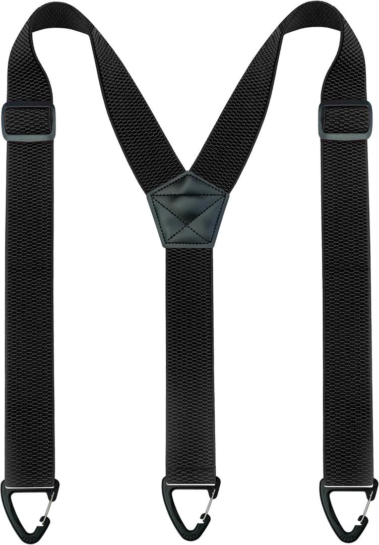 Hidden Suspenders for Men Under Clothes with 3 Snap Loop (1.48" Wide) (Black)