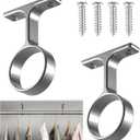 LEIFIDE 2 Pcs 1 5/16 Inch Diameter Round Wardrobe Closet Rod Suspended Center Support with Installation Screws Curtain Closet Rod Ceiling Mount Bracket for Home Wardrobe (Polished Chrome)