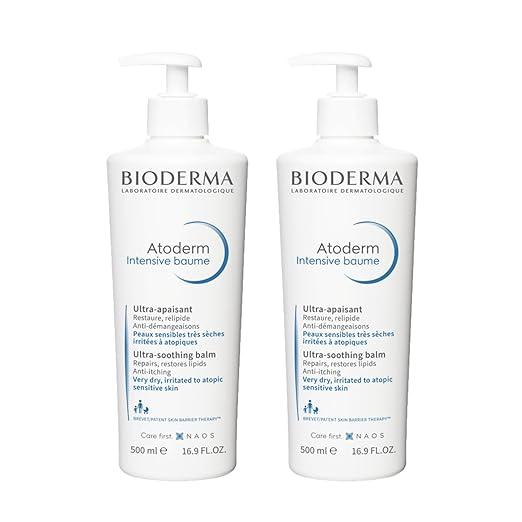 Bioderma Atoderm Intensive Balm, Hydrating Balm for Dry to Atopic Sensitive Skin, Face & Body Moisturizer with Ultra Soothing Anti-Itching Formula, Fragrance-Free, Non-Greasy & Non-Sticky for Family, Size: 16.9 Ounce (Pack of 2)