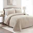 Lush Decor Ava Quilt Diamond Pattern Solid 3 Piece Oversized Bedding Blanket Bedspread Set - King - Neutral