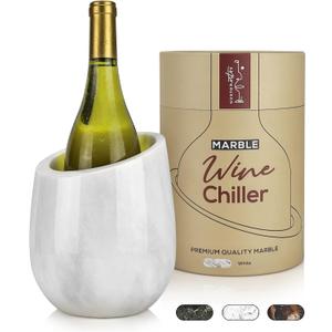 Gusto Nostro Marble Wine Chiller Bucket - 750ml Wine Bottle Cooler and Champagne Chiller for Party, Kitchen, Bar Cart Decor to Chill & Keep Bottles Cold with Unique Wine Lovers Gift Box (White)