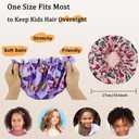 brcok 2 PCS Kids Bonnet for Girls Double Layer Satin Silk Bonnet for Kids Sleep Cap for Child Curly Hair (3-10years) (US, Alpha, Medium, Large, Pink&Purple)