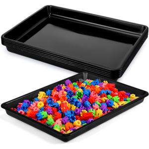 Hoteam 5 Pcs Paper Trays for Classroom Plastic Storage Bin Tray Bulk Stackable File Organizer for School Office Teacher Book Organization Supplies(Black,16.14 x 11.81 x 1.38 Inch)