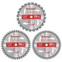 3 Pack 7 1/4 Circular Saw Blade 24T&40T&60T Combo, TCT ATB 24T Framing, 40T Ripping & Crosscutting, 60T Finish Saw Blade for Various Wood Cutting, 5/8" Arbor, Fit Dewalt Craftsman Ryobi Milwaukee