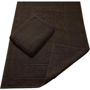 Avalon Towels Brown Bath Mat - 100% Cotton Set of 2 Absorbent Bathmat - Bathroom Mats Quick Dry Bath Mats for Bathrooms (22x34 Inches)