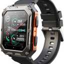 Gravity C20 Pro 1.83" Rugged Smartwatch, IP68 Waterproof, Bluetooth Call, AI Voice, 100+ Sports Modes, Heart Rate & Sleep Monitoring, Shockproof, Fitness Tracker for iOS & Android (Orange)