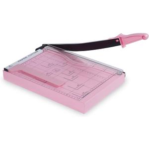 Guillotine Paper Cutter, Heavy Duty 12-Sheet Capacity Trimmer for Cardstock, Photos, Scrapbooking, Office, Classroom, Studio (Pink)