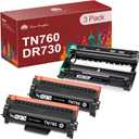 Toner Kingdom Compatible TN760 Toner Cartridge and DR730 Drum for Brother TN760 TN-760 TN730 TN-730 DR730 for Brother HL-l2395dw HL-L2350DW MFC-L2710DW Printer (2 Toners, 1 Drum Unit)