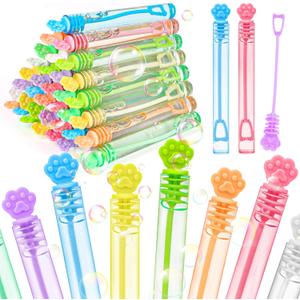 DERAYEE 40PCS Paw Print Bubble Wands for Kids Bulk, Cat Mini Bubble Party Favors Toys Cute Puppy Dog Party Decorations for Boys Girls Birthday Gifts Classroom Prizes Goodie Bag Stuffers (8 Colors)