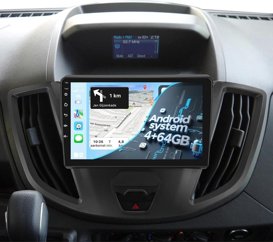 [4G+64G] Radio for Ford Transit 150 250 350 2015-2019, 9 inch Touch Screen Android Car Stereo, Wireless Carplay/Android Auto/32 EQ Audio/1280 * 720 Screen/SWC/Bluetooth/WiFi