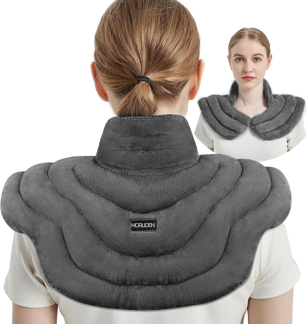MORLIDEN Neck Heating Pad Microwavable for Shoulders, Warmer Wrap Microwave Heating Pad for Neck and Shoulders for Pain Relief (Gray)