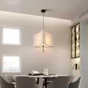 Modern Pendant Lights, 16.65 Inch Pendant Light kit, Linen lampshade E26 Socket (no Bulb), Suitable for Kitchen, Dining Room, Bedroom, Living Room, Corner