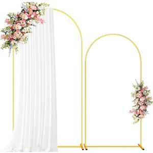 Metal Arch Backdrop Stand, 7.2FT+6FT Wedding Arch Backdrop Stand, Set of 2 Gold Metal Arch Backdrop Stand, Wedding Arch Frame for Wedding Birthday Party Baby Shower Graduation Ceremony Decor