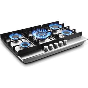Eascookchef 30 inch Gas Cooktop, Gas Stove Top with 5 High Efficiency Burners, Bulit-in Stainless Steel Propane Cooktop for Kitchen, NG/LPG Convertible Stovetop, Thermocouple Protection
