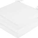 SK Studio Outdoor Chair Cushions for Patio Furniture, Set of 2 Waterproof Square Corner Memory Foam Patio Chair Cushion with Adjustable Ties Outdoor Seat Cushions, White, 16"x16"x2"
