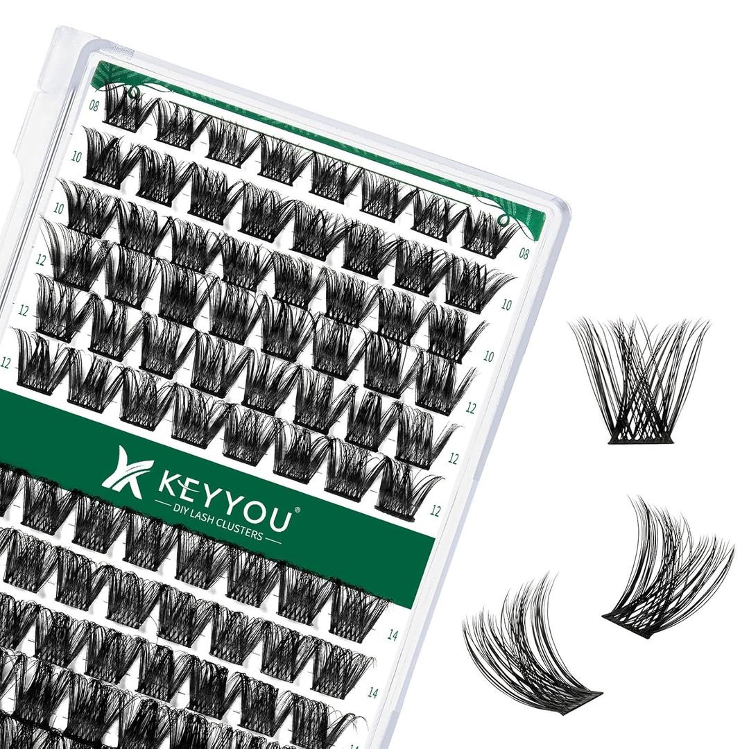 Lash Clusters 96pcs Individual Lashes C Curl 8-18MIX Eyelash Clusters KEYYOU Volume Wispy Lash Extension Soft&Comfortable Easy DIY at Home(Y01,C-8-18MIX)