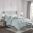 Madison Park Laurel Cozy Comforter Set - Traditional Tufted Faux Silk Design, All Season Down Alternative Bedding with Matching Shams, Decorative Pillow, Seafoam Queen(90"x90") 7 Piece