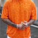 BEAUDRM Men's Floral Tees Tops Crewneck Shirt Short Sleeve Vacation Summer T Shirt Streetwear (Orange, S)